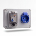 Buiten wandcontactdoos met schakelaar, waterdicht, 220 V / 16 A, 175 × 125 × 75 mm, ABS kunststof, grijs, voor huis en opladen van elektrische voertuigen 3