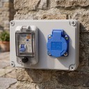 Buiten wandcontactdoos met schakelaar, waterdicht, 220 V / 16 A, 175 × 125 × 75 mm, ABS kunststof, grijs, voor huis en opladen van elektrische voertuigen 4
