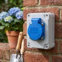 Buiten wandcontactdoos Schuko waterdicht IP54 met deksel, 220V 16A, 1 contactdoos, ABS kunststof, grijs, voor het opladen van een auto, in de garage en in de tuin 6