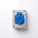 Buiten wandcontactdoos Schuko waterdicht IP54 met deksel, 220V 16A, 1 contactdoos, ABS kunststof, grijs, voor het opladen van een auto, in de garage en in de tuin 10
