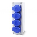 Buitenwandcontactdoos waterdicht multifunctioneel met kleppen, 4 contactdozen EU, 220 V, 16 A, ABS kunststof, grijs, voor huis, tuin en het opladen van auto's 1