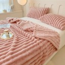 Bunte flauschige Wohndecke mit breiten Streifen 100 x 150 cm Multifunktionsdecke Überwurf Schlafdecke 6