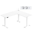 Bureau d'angle électrique réglable en hauteur en L avec 2 prises AC et 2 ports USB 160 x 140 cm hauteur 72 à 120 cm capacité de charge 80 kg pour le travail 2
