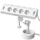 Bureau verlengsnoer met klemhouder 29,7×7,5×6 cm PC+ABS 4×USB-A 2×USB-C kabel 3 m 250 V 3250 W voor bureau 2