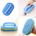 Burete de curățare cu mâner pentru baie și bucătărie Pentru plăci și cadă Curățarea chiuvetei și a lavoarului Burete stratificat albastru 15,5 x 9,5 x 5