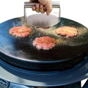 Burgereiden puristin 14 x 7,5 cm Ruostumaton teräksinen pyöreä lihapuristin grillaukseen BBQ burger press hampparipihvien muotti keittiötyökalu 3