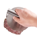 Burgereiden puristin 14 x 7,5 cm Ruostumaton teräksinen pyöreä lihapuristin grillaukseen BBQ burger press hampparipihvien muotti keittiötyökalu 5