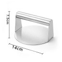 Burgereiden puristin 14 x 7,5 cm Ruostumaton teräksinen pyöreä lihapuristin grillaukseen BBQ burger press hampparipihvien muotti keittiötyökalu 6
