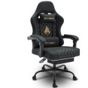 Büro- und Gaming-Stuhl mit ausziehbarer Fußstütze 119-127 x 52 x 49 cm Verstellbare Armlehnen Lenden- und Kopfstütze 3