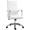 Bürostuhl Drehbar höhenverstellbar 54 x 62 x 104-114 cm Aus PU-Leder und Stahl Mit geripptem Rückenlehne Weiß Für Büro und Home Office 1