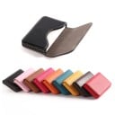Business Card and Card Holder Made of Artificial Leather with a Flip Lid Arched Cutout for Easy Removal Stitched Edges Dimensions 9.6 x 10