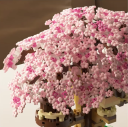 Byg selv Sakura træhus med lyserød blomstrende krone og et hus i grenene samt dekorativ have kreativ model 3