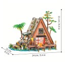 Byg selv Skov Trekants Hus 24 x 21 x 21 cm Detaljeret model af en hytte ved søen med terrasse og have Kreativ dekorationssæt med 1486 dele 2