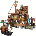 Byggesæt til børn Piratfæstning 39 x 11 x 55 cm 675 dele Piratdok med skib Eventyrbyggesæt Legesæt Alder 6+ 1