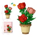 Byggsats Blomma Ros i Kruka 11,6 × 7 cm Dekoration av Plastblock för Vuxna och Barn 2