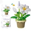 Byggsats blomma vit lilja i brun kruka 10 × 7 cm dekoration av plastbyggklossar 2