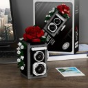 Byggsats retro kamera med blommotiv 3D dekoration av klossar Kreativ modell med ros för vuxna och äldre barn 2