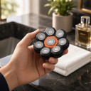 Cabeça de barbear 7D de substituição para máquinas de barbear de cabeça Montagem magnética 7 cabeçotes rotativos Aço inoxidável Preto e laranja 6