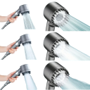 Cabeça de chuveiro com filtro 3 modos Chuveiro de massagem de alta pressão e economia Botão de paragem Jato pulsante Modo misto Chuveiro de pulverização 2