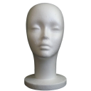 Cabeza de poliestireno para mujeres de 27 cm Soporte para pelucas, gafas y gorros Soporte ligero de poliestireno para almacenamiento 1