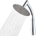Cabezal de ducha de lluvia de alta presión de 20 cm, redondo, de acero inoxidable, con soporte curvo para montaje en pared, 29 cm, G 1/2, accesorios de baño 3