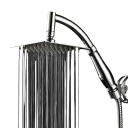 Cabezal de ducha de lluvia de alta presión de 20 x 20 cm, cabezal cuadrado de acero inoxidable con extensión curva de pared de 29 cm, montaje G 1/2 para baño 3