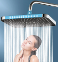 Cabezal de ducha de lluvia giratorio de 30 x 21 cm, 360°, ABS, alta presión, gran caudal, rosca universal de 1/2&quot;, accesorios de baño 3