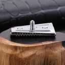 Cabezal de repuesto para maquinilla de afeitar de seguridad corte inclinado 46x25 mm aleación de zinc cromada para afeitado en húmedo de barba 3