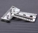 Cabezal de repuesto para maquinilla de afeitar de seguridad corte inclinado 46x25 mm aleación de zinc cromada para afeitado en húmedo de barba 4