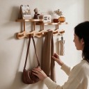Cabide de parede 52 x 10 x 16 cm com 6 ganchos multifuncionais e duas prateleiras em forma ondulada organizador para roupa e chaves 3
