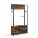 Cabide para casacos com sapateira 32 x 100 x 180 cm com ganchos e compartimentos abertos para sapatos em castanho e preto parede de entrada 5