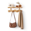 Cabideiro de parede com prateleira 33 x 10 x 11 cm e 4 ganchos multifuncionais em forma ondulada organizador de bolsas e chaves para o hall 1