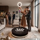 Cabina foto rotativă 360° 100 cm Platformă panoramică pentru selfie RGB LED Lumina cu inel Telecomandă Geantă de transport Negru Pentru evenimente 5