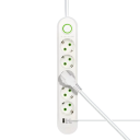 Cable alargador UE 2m 5AC 2500W con interruptor y luz indicadora Filtro de red 3× USB A 2,1A 5V Toma de corriente Adaptador de oficina 5