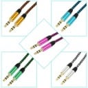 Cable AUX jack 3,5mm macho a macho Para conectar el teléfono o reproductor al altavoz Recubrimiento de nylon flexible Longitud 1 m 1