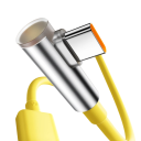 Cable de carga rápida USB A a USB C de 2 m, 100 W, conector acodado de 90 grados, cable trenzado de 6 A, transferencia de datos rápida de 480 Mbps y carga segura 6