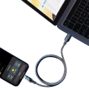 Cable de carga rápida USB C a USB A, cable de datos de 1 m y 120 W con pantalla LED, transferencia de datos con patrón tejido de 6 A, compatibilidad con dispositivos de 480 Mbps 2