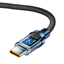 Cable de carga rápida USB C a USB A, cable de datos de 1 m y 120 W con pantalla LED, transferencia de datos con patrón tejido de 6 A, compatibilidad con dispositivos de 480 Mbps 4