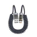 Câble de charge rapide USB C vers USB A 1,8 m 66W 6A câble en spirale flexible avec écran LED câble de données USB 2.0 480 Mbps câble de charge 6