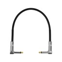 Cable de conexión para guitarra de 30 cm con conector de cabeza metálica de 6,3 mm, cable de conexión en ángulo recto, pedales de efectos negros 1