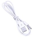 Cable de conexión USB-A a jack de 3,5 mm de cuatro polos Conectores macho en ambos extremos Terminales rectos Cable redondo blanco Longitud 1 m 2