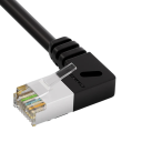Cable de red Cat6a RJ45 ángulo recto 90° slim 20 cm UTP negro LAN patch cord 10 Gb/s 500 MHz para router, switch y red doméstica 3