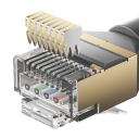 Cable Ethernet Giratorio 360° CAT8 40Gbps 2000MHz 1m Doble Apantallado 32AWG Negro Dorado RJ45 Ángulo Recto para Portátil Router PS4 6