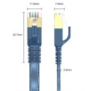Câble Internet Cat8 Plat 40Gbps 1 m Tressé en Nylon RJ45 2000MHz Bleu pour Connexion PC Routeur et Consoles 2