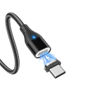 Cable magnético de carga rápida USB A a USB C de 2 m y 3 A con indicador LED, carga magnética potente y transferencia de datos, cable 8