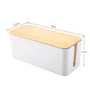 Cable Organiser with Bamboo Lid, Size 32 x 13.5 cm, White or Black Plastic 8