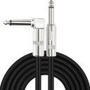 Cable trenzado para guitarra eléctrica de 6 m, conector en ángulo de 90°, cable de instrumento largo y duradero, colores neutros, accesorios 1
