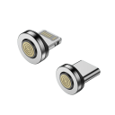 Cable USB A magnético giratorio de carga rápida de 1 m con conectores magnéticos de 3 A para iOS, cable de datos Lightning + USB C + Micro USB, transmisión de 480 Mbps. 9