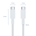 Cable USB C dual de carga rápida de 100 W y 1,5 m, trenzado de nailon con conector de doble cara PD 5A QC 4.0 para teléfonos, tabletas y portátiles. 5