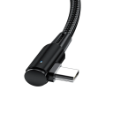 Cablu de încărcare rapidă USB A la USB C 3 m 100W 7A conector colțat 90 de grade QC4.0 PD LED iluminat 2